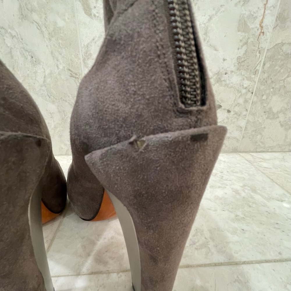 BRIAN ATWOOD {7} Booties Grey Metal Suede(?) Rear Zipper - Picture 7 of 14